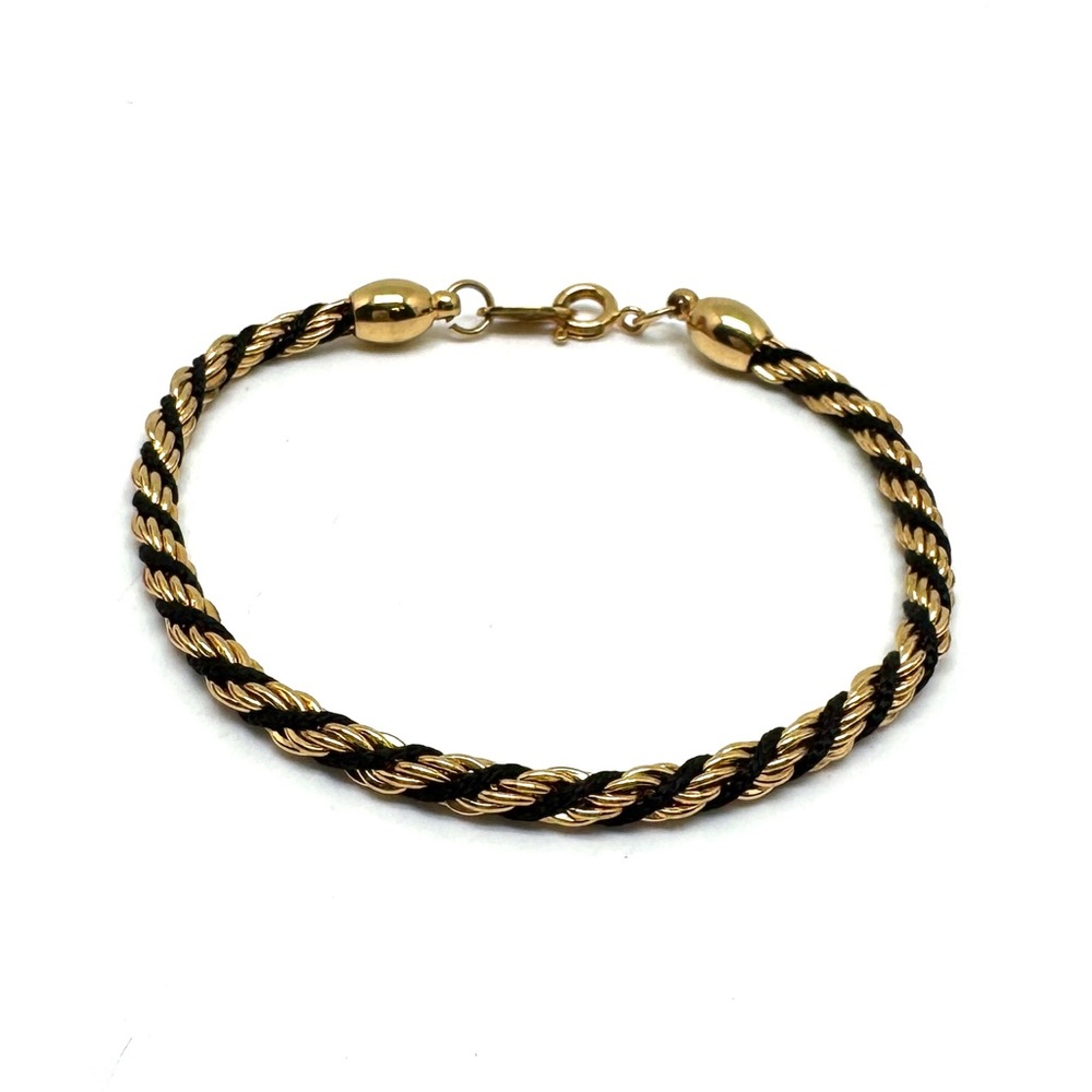Trifari TM Gold and Black Twisted Rope Chain Bracelet - Picture 2 of 11